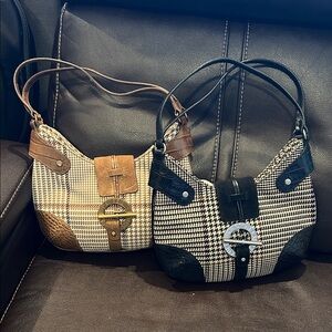 Ralph Lauren Houndstooth Shoulder Bag - Black & Brown Pair